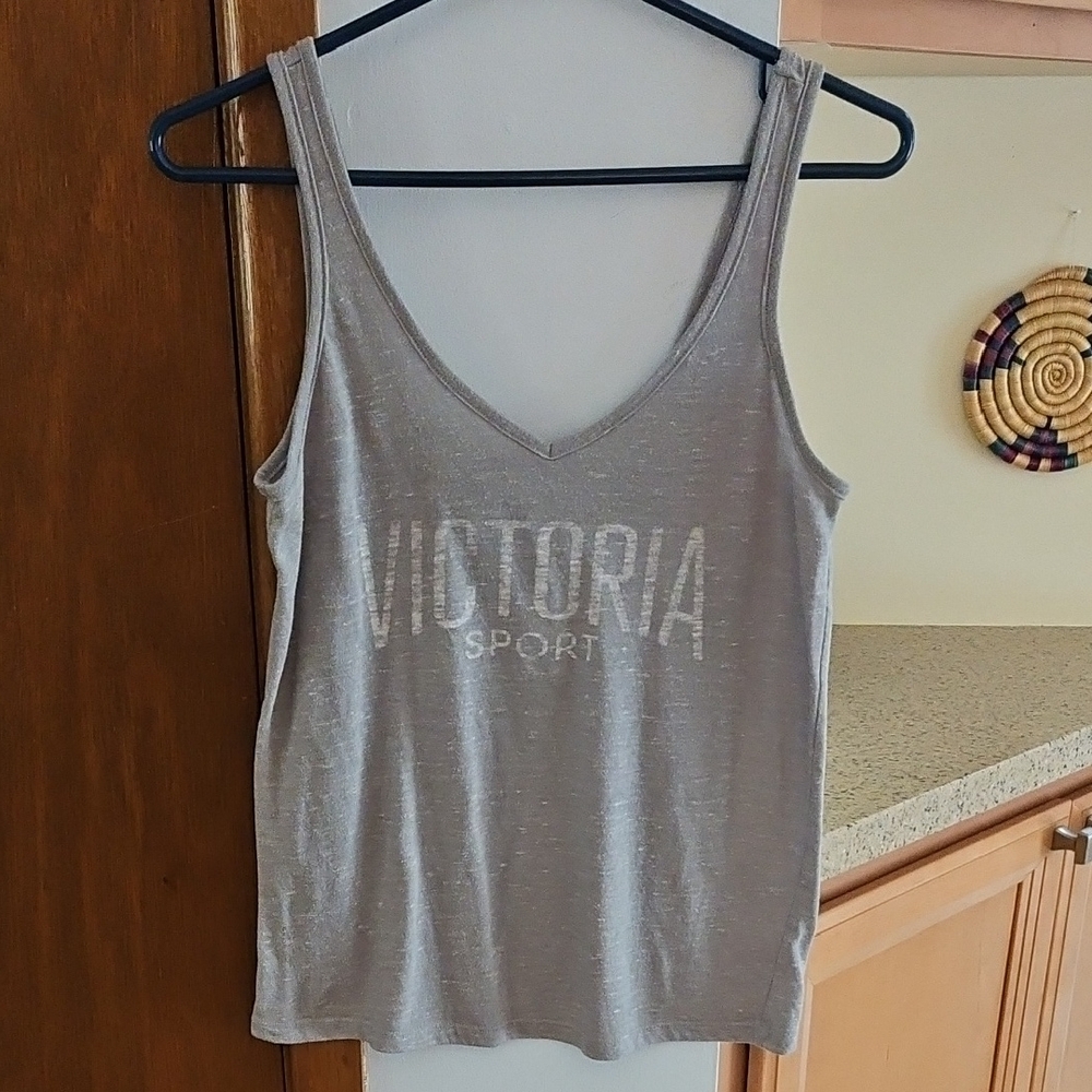 Victoria's Secret Sport Crisscross Sport Heather Gray Tap Top